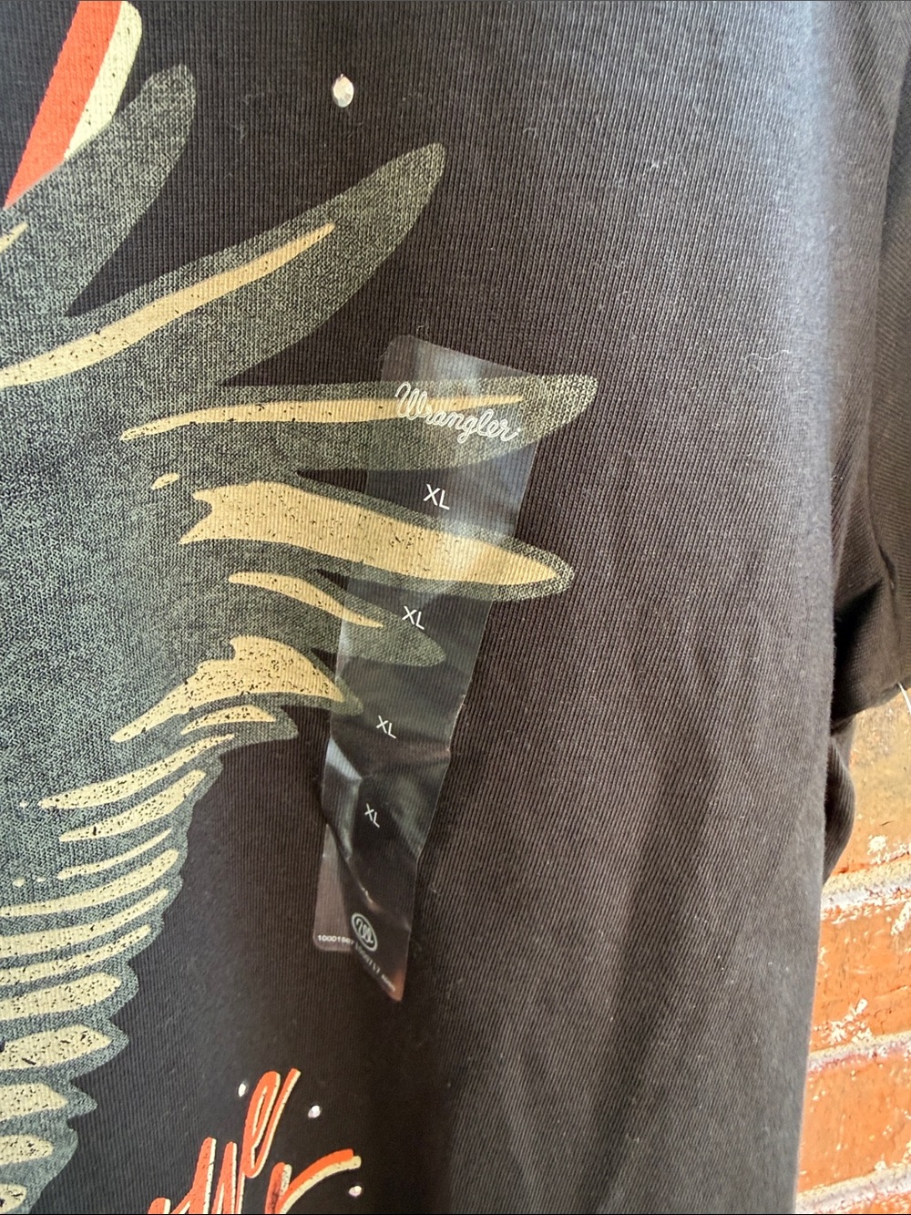 Wrangler Black Short Sleeve Tee with Red and Cream Eagle Graphic - Picture 3 of 6